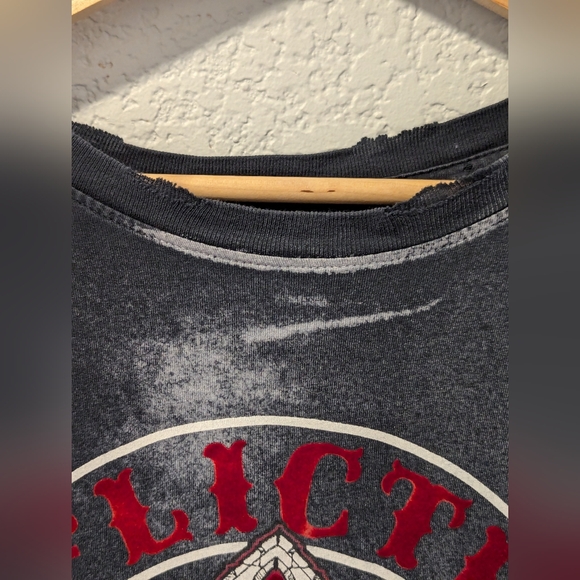 Affliction Live Fast Shirt Red Lettering Distressed Size 2XL - Picture 7 of 16